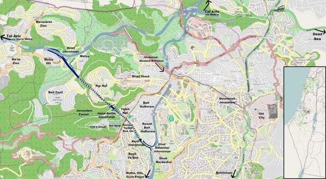 Mapa das estradas de Jerusalém